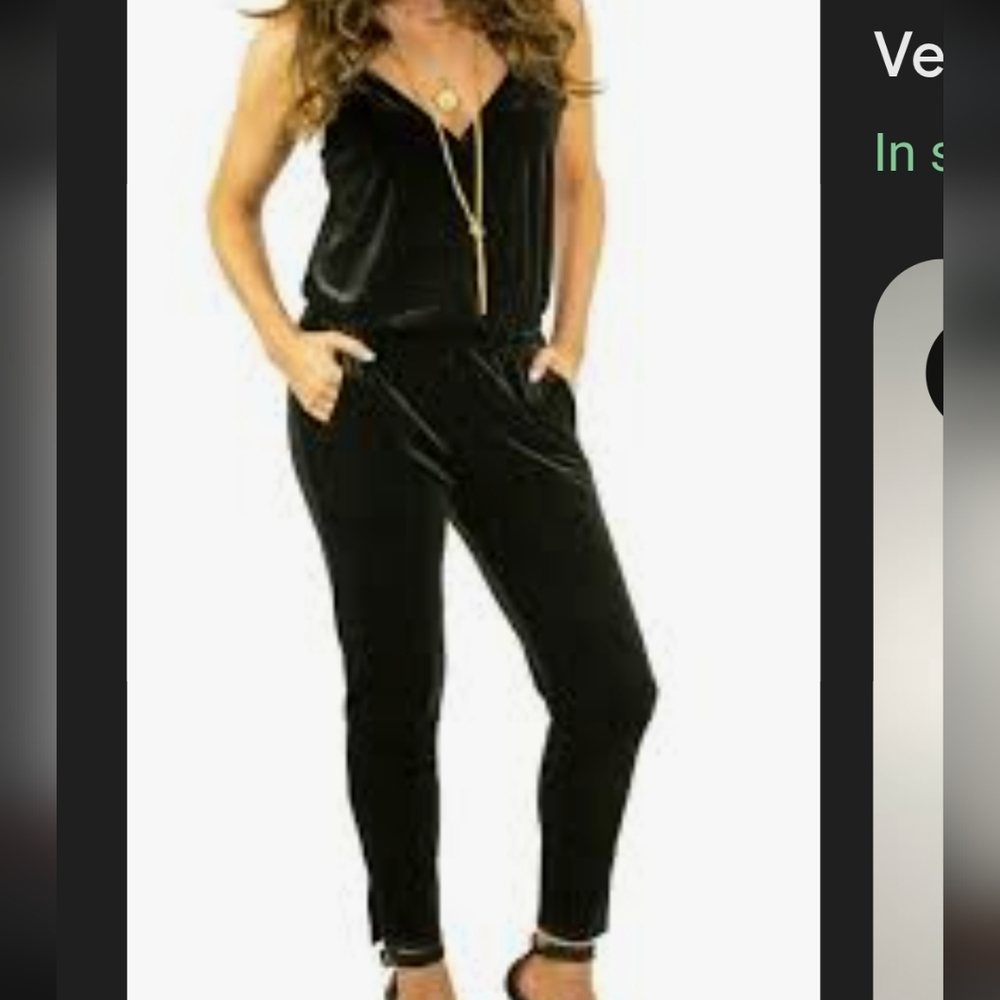 Veronica M Strappy Cinched Blue Velvet Jumpsuit